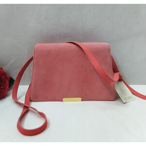 Escada Gernium Pink Suede Flap Closure Clutch Crossbody Bag - $405
